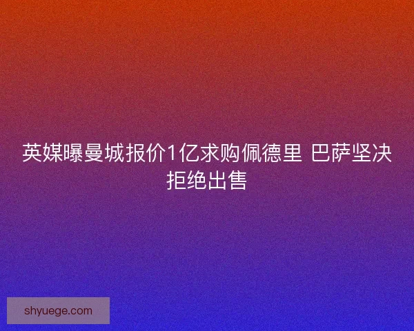 英媒曝曼城报价1亿求购佩德里 巴萨坚决拒绝出售