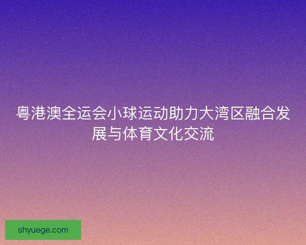 粤港澳全运会小球运动助力大湾区融合发展与体育文化交流