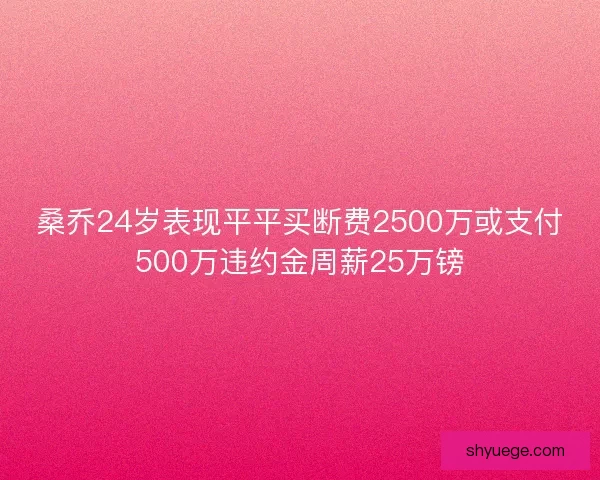 桑乔24岁表现平平买断费2500万或支付500万违约金周薪25万镑